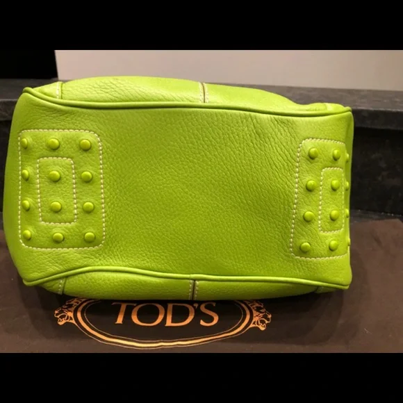 Tod’s Lime Green Leather Hobo Style Bag